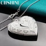 925 Silver Heart Photo Frame Pendant Necklace for Women's Wedding Party