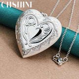925 Silver Heart Photo Frame Pendant Necklace for Women's Wedding Party