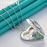 925 Silver Heart Photo Frame Pendant Necklace for Women's Wedding Party