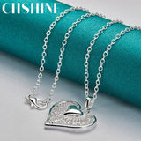925 Silver Hollow Heart Pendant Necklace For Women