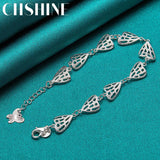925 Silver Hollow Heart Butterfly Bracelet Wedding Engagement Party Jewelry