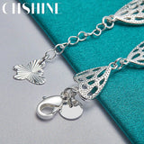 925 Silver Hollow Heart Butterfly Bracelet Wedding Engagement Party Jewelry