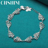 925 Silver Hollow Heart Butterfly Bracelet Wedding Engagement Party Jewelry