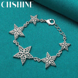 925 Silver Star Bracelet Women Wedding Charm Chain Jewelry
