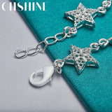 925 Silver Star Bracelet Women Wedding Charm Chain Jewelry