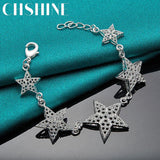 925 Silver Star Bracelet Women Wedding Charm Chain Jewelry