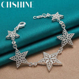 925 Silver Star Bracelet Women Wedding Charm Chain Jewelry
