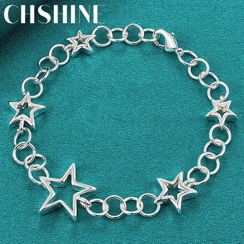 925 Silver Star Charm Bracelet for Women