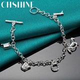 925 Sterling Silver Horse Shoe Boots Pendant Bracelet For Women
