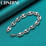 925 Silver Horseshoe Buckle Pig Nose Bracelet Wedding Engagement Jewelry