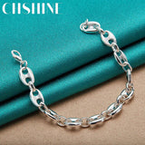 925 Silver Horseshoe Buckle Pig Nose Bracelet Wedding Engagement Jewelry