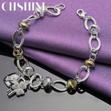 925 Silver Key Lock Pendant Bracelet Charm Jewelry