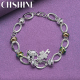 925 Silver Key Lock Pendant Bracelet Charm Jewelry