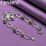 925 Silver Key Lock Pendant Bracelet Charm Jewelry