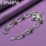 925 Silver Key Lock Pendant Bracelet Charm Jewelry