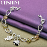 925 Silver Key Lock Pendant Bracelet Charm Jewelry