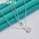 925 Silver Zircon 18" Pendant Necklace Women Wedding Jewelry