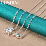 925 Silver Zircon 18" Pendant Necklace Women Wedding Jewelry