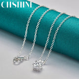 925 Silver Zircon 18" Pendant Necklace Women Wedding Jewelry