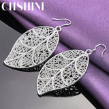 925 Sterling Silver Leaf Drop Earrings Wedding Party Charm Jewelry