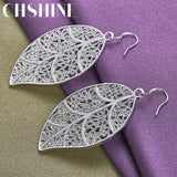 925 Sterling Silver Leaf Drop Earrings Wedding Party Charm Jewelry
