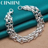 925 Sterling Silver Interlocking Circle Bracelet Women Wedding Engagement