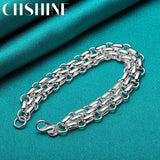 925 Sterling Silver Interlocking Circle Bracelet Women Wedding Engagement