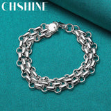 925 Sterling Silver Interlocking Circle Bracelet Women Wedding Engagement