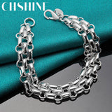 925 Sterling Silver Interlocking Circle Bracelet Women Wedding Engagement