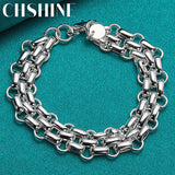925 Sterling Silver Interlocking Circle Bracelet Women Wedding Engagement
