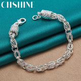 925 Sterling Silver Dragon Bracelet Chain Lobster Clasp Wedding Jewelry
