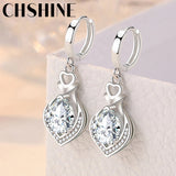 925 Silver Heart Zircon Earrings Wedding Party Jewelry
