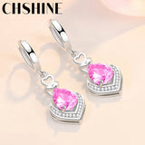 925 Silver Heart Zircon Earrings Wedding Party Jewelry