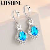 925 Silver Heart Zircon Earrings Wedding Party Jewelry