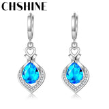 925 Silver Heart Zircon Earrings Wedding Party Jewelry