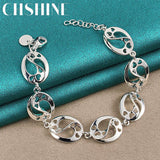 925 Silver Heart Bracelet Women Wedding Engagement Charm Chain