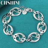 925 Silver Heart Bracelet Women Wedding Engagement Charm Chain