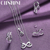 925 Silver Love Heart Pendant Necklace Ring Earrings for Party Jewelry Sets