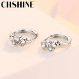 925 Silver Love Heart Zircon Earrings Lady Banquet Party Jewelry