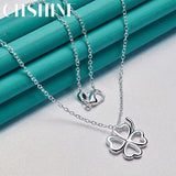 925 Silver Lucky Clover Pendant Necklace for Women