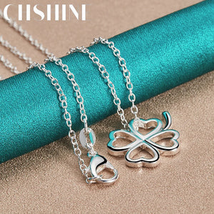 925 Silver Lucky Clover Pendant Necklace for Women