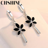 925 Silver Maple Leaves Water Drop Earrings for Women's Wedding