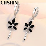 925 Silver Maple Leaves Water Drop Earrings for Women's Wedding