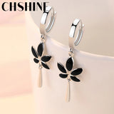925 Silver Maple Leaves Water Drop Earrings for Women's Wedding