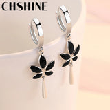 925 Silver Maple Leaves Water Drop Earrings for Women's Wedding