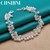 925 Silver Matte Beads Ball Chain Bracelet Wedding Charm Jewelry