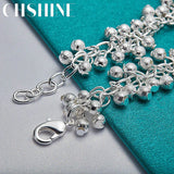 925 Silver Matte Beads Ball Chain Bracelet Wedding Charm Jewelry
