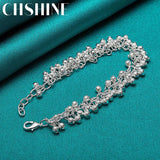 925 Silver Matte Beads Ball Chain Bracelet Wedding Charm Jewelry