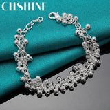 925 Silver Matte Beads Ball Chain Bracelet Wedding Charm Jewelry