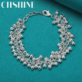 925 Silver Matte Beads Ball Chain Bracelet Wedding Charm Jewelry